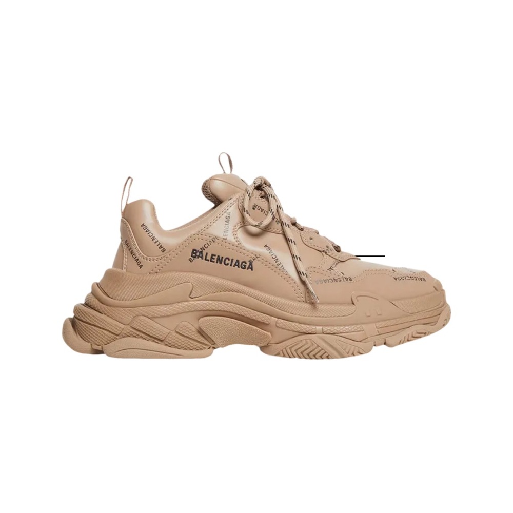 balenciaga triple s sneaker 'allover logo - dark beige